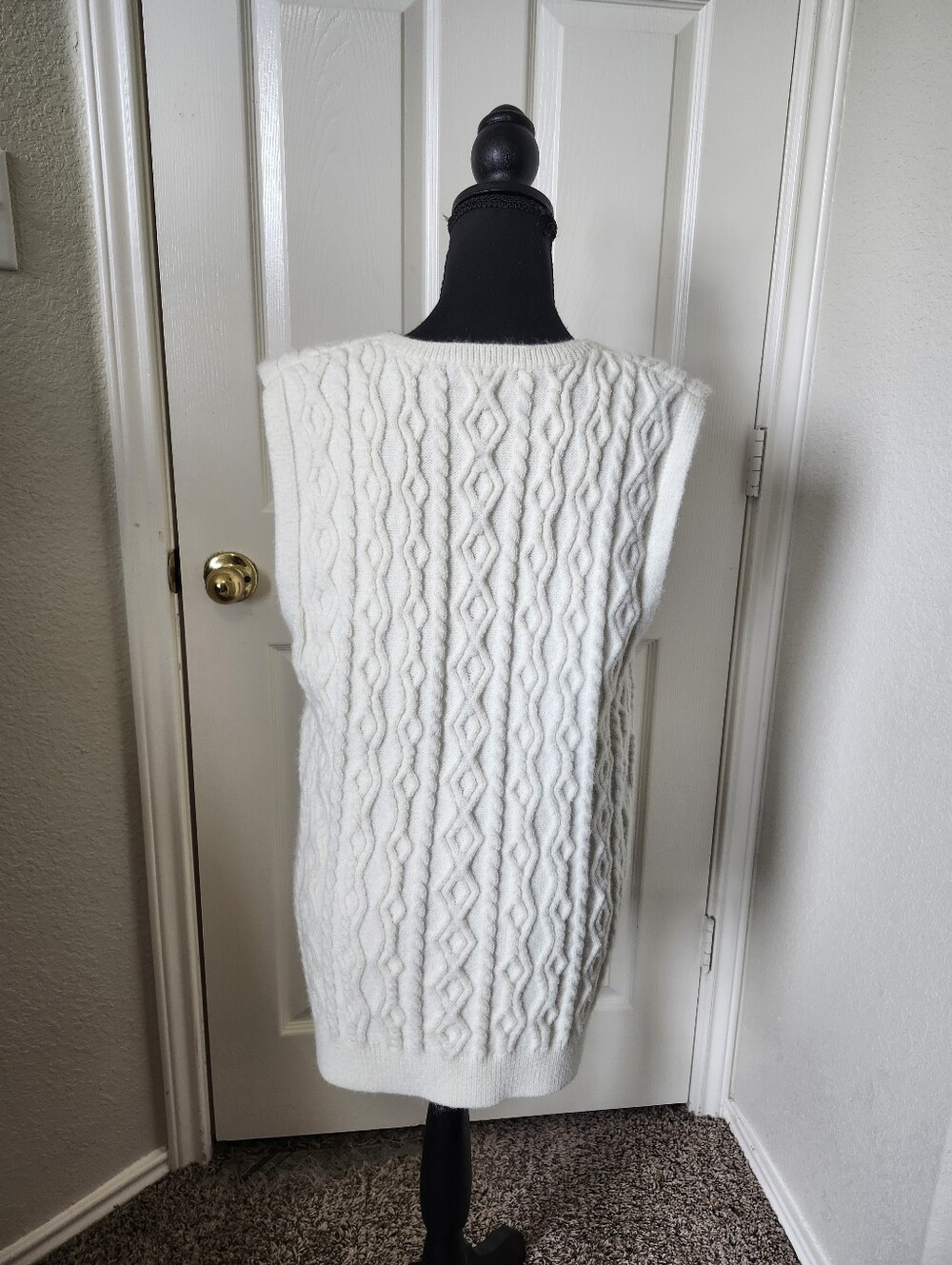 Motel Rocks Ivory Cable Knit Button-Front Vest - Picture 10 of 11